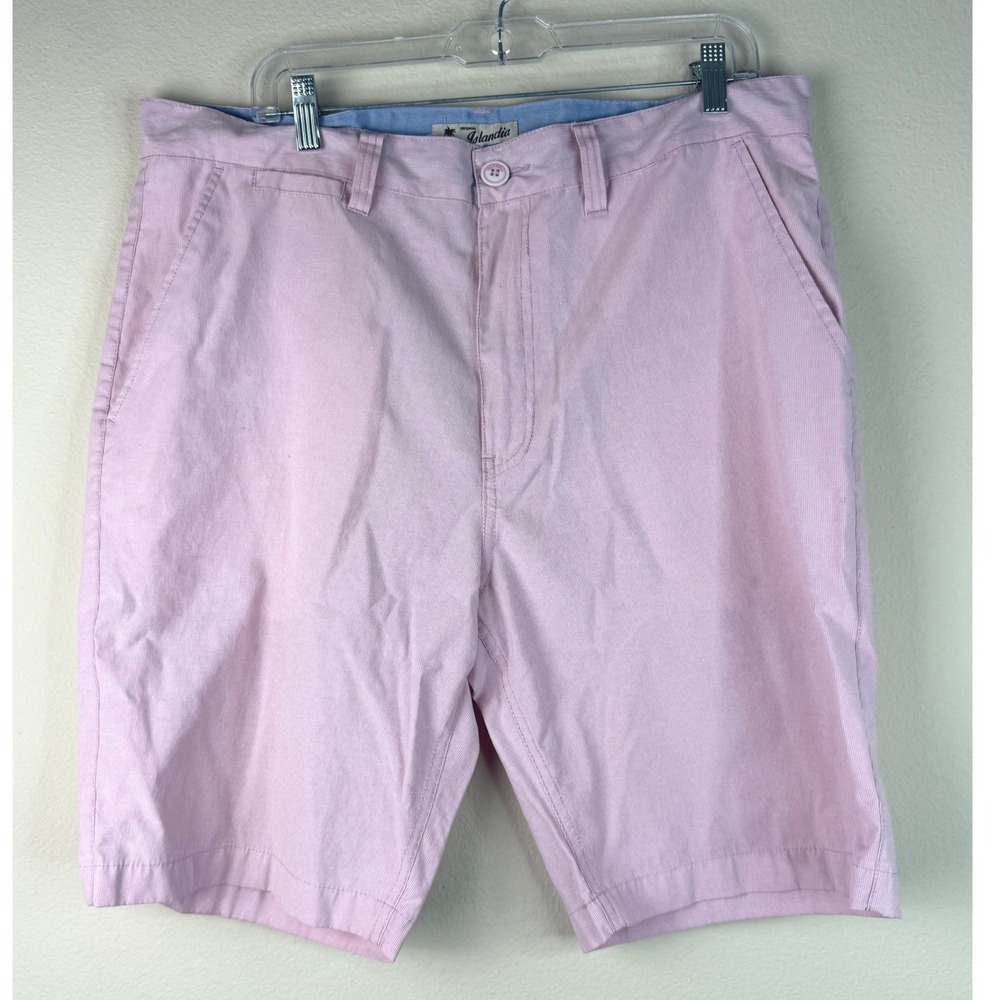 Islandia Men's Flat Front Casual Chino Shorts Size 38 Lilac Preppy
